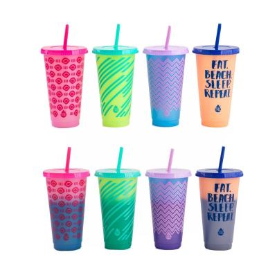 China Viable Hot Sale Manna Bts Color Changing Tumbler Reusable Cold Cup Changes Color Clear Plastic Color Changing Cups for sale