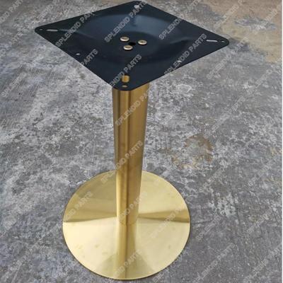 China Modern High Quality Round Base Electroplate Dinner Table Titanium Gold Leg for sale