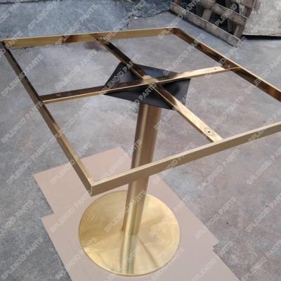 China Modern High Quality Round Base Electroplate Dinner Table Titanium Gold Leg for sale