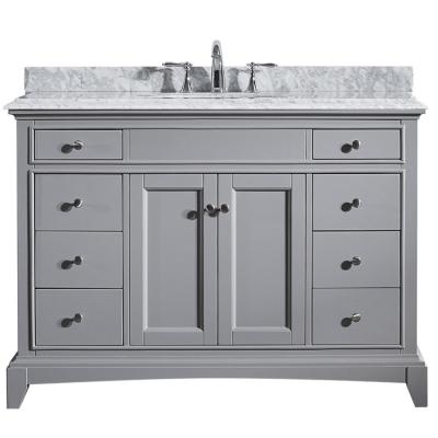 China Modern Customized Gray Color Solid Wood Bathroom Vanity Cabinets With Sink for sale