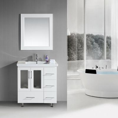 China Modern Luxury Style Tall Bathroom Floor Standing Cabinet With Bathroom Cabinet Mirror for sale