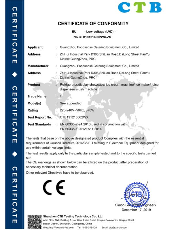 CE - Guangzhou Foodsense Catering Equipment Co., Ltd.