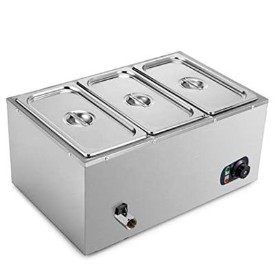 China Energy Saver Kitchen Commercial 6 Steel Buffet Bain Marie Station de Bain Marie Food Warmer Electric Stainless for sale