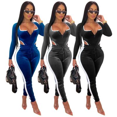 China 2019 Women Anti-pilling Bodycon One Piece Long Sleeve Plus Size Sports Fleece Overalls for sale