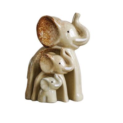 China Minimalist home decoration ceramic elephant set of 3 pieces popular style animal home decoration for sale