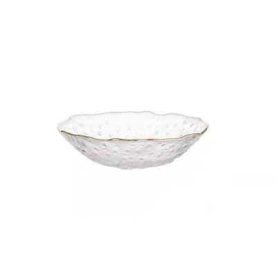 China Amazon Phnom Penh Viable Hot Selling Viable Glass Bowl Glass Bowl Irregular Clear Glass Food Container for sale