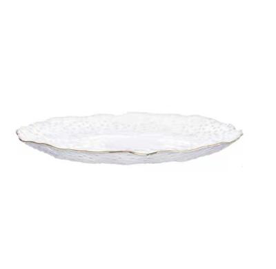 China Sustainable Transparent Glass Fruit Bowl With Creative Japanese Hog Rim Tableware With Hammer Pattern for sale