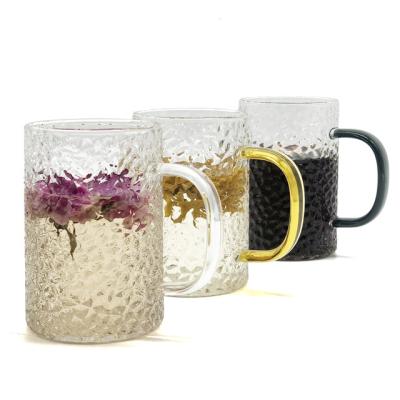 China Japanese Style Korean Transparent Glass Cups In Protective Durable Coffee Mat Saucer Tea Cups for sale