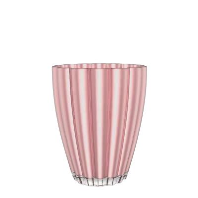 China Minimalist Transparent Glass Vase Centerpieces For Flower Plant Wall Stripe New Interior Design for sale