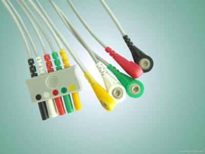 China 3/5 Lead Euro type lead wire ,ecg leadwire for all l Euro-Plug System , IEC/AHA snap end for sale