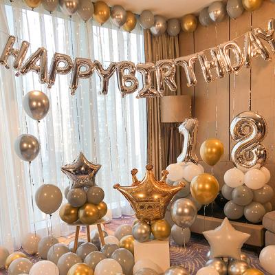 China Romantic Happy Birthday Decorations Supplies Blue Balloons Banner Men Birthday Party Decorations Set for sale