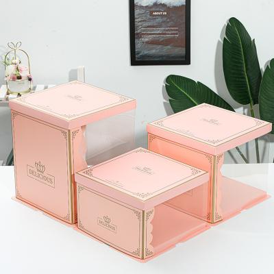 China Recycled Materials Clear Cake Box Tall Baking Box For Birthday Anniversary Transparent Gift Boxes for sale