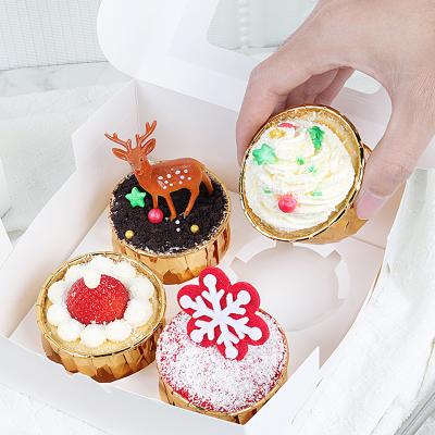 China Recycled Materials Cake Paper Box Packaging 4PCS White Paper Box Cake Cup Paper Box for sale