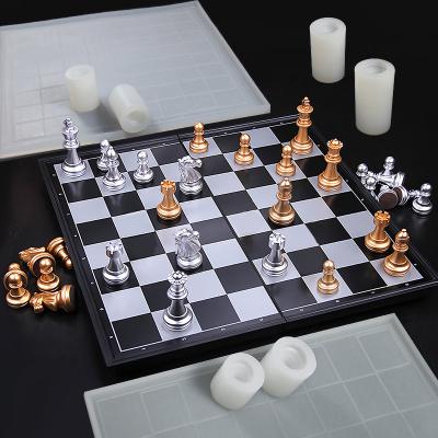 China Making Set Chessboard Resin Molds Set International Chess Piece Silicone Molds Set Grand Checkerboard Epoxy Casting Candle Mold for sale