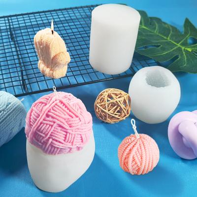 China Making Candle Candle Molds Silicone Soap Making Cake Molds Silicone Molds Aromatherapy Knitted Candle Making Yarn Ball Candle Mold for sale