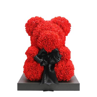 China Romantic Rose Bear Valentines Day Gift Wholesale Rose Teddy Gift for Girlfriend Rose Bear Artificial Flower Bear/ for sale