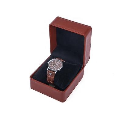 China Handmade Wholesales Luxury Custom Brown Logo PU Leather Gift Watch Packaging Box for sale