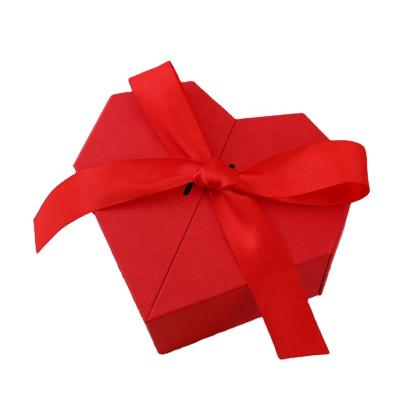 China Recycled Luxury Custom Paper Materials Cardboard Magnetic Red Heart Shaped Gift Box Packaging With Ribbon For Wedding for sale