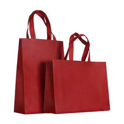 China Custom Logo Reusable Grocery Bag Portable Waterproof Non Woven Burgundy Foldable Reusable Tote Shopping Bag for sale