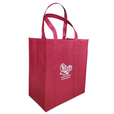 China Custom Grocery Bag Eco-Friendly Logo Portable Waterproof Non Woven Burgundy Promotional Reusable Tote Shopping Hand Bag for sale