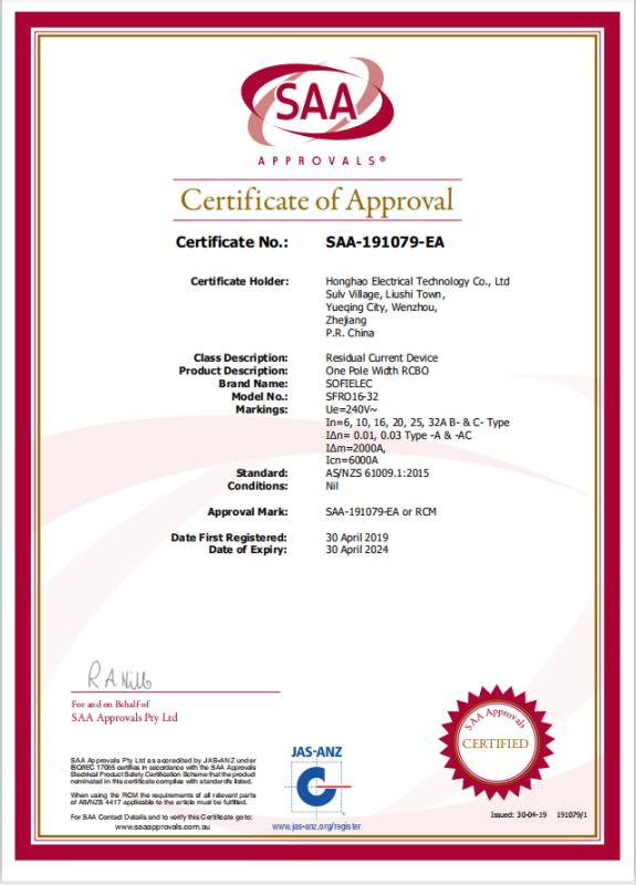 SAA - Yueqing Sofielec Electrical Co.,Ltd.