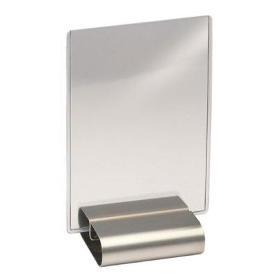 China Restaruant 430 stainless steel card holder restaurant menu display number metal menu table stand reserved stand for sale