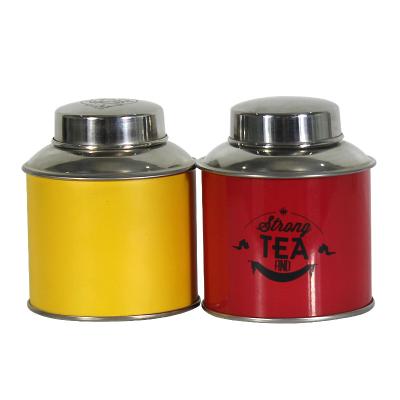 China Wholesale Round Jar Tea Packaging Canister 430 Stainless Steel Food Storage Canister Food Grade Food Grade Metal Traditional Tea Cart for sale