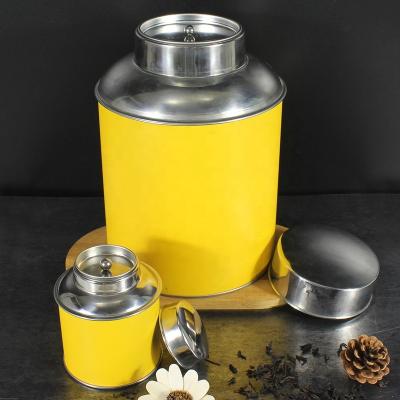 China Popular Style Food Round Tea Can Airtight Tea Box With Double Lid for sale