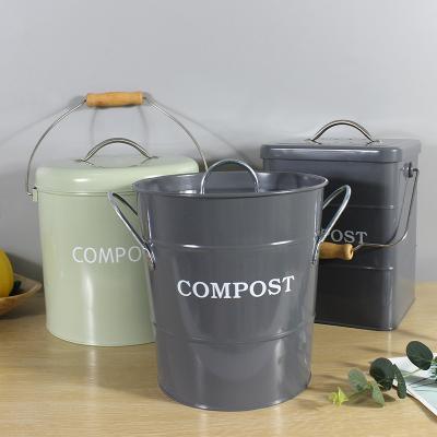 China Sustainable Metal Compost Bucket With 3L Rectangular Charcoal Filter Bins For Kitchen Original Basic Food Compost Bins for sale