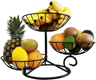 China New-Fashion 3-Tier Metal Countertop Fruit Basket Bowl Storage Iron Rack Home Decorative Vegetable Storage Rack for sale