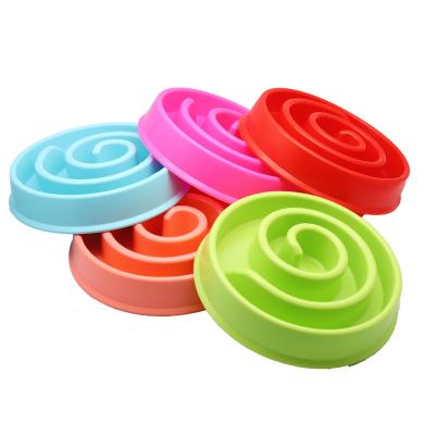 China Non-automatic Safety Multi Color Safety Dog Bowl Pet Food Bowl Puppy Puppy Plastic Slow Feeder No Consumption Pet Slow Feeder Wedge Bowl for sale