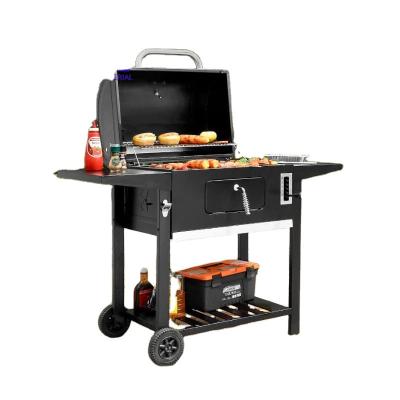 China Outdoor Heavy Duty Cast Iron Backyard BBQ Grill Charcoal Grill Adjustable Height With Side Shelf Homemade Charcoal Grill for sale