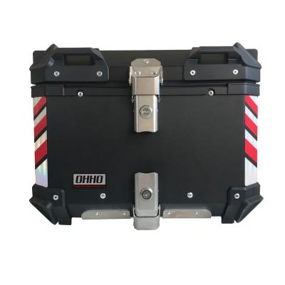 China OHHO 45L Waterproof Black And Silver Top Delivery Box Waterproof Aluminum Motorcycle Tail Case Food Box for sale