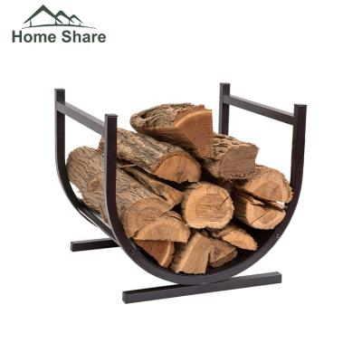 China Iron Outdoor Firewood Storage Rack Fire Pit Acceaaories Sets Fireplace Log Carrier for sale