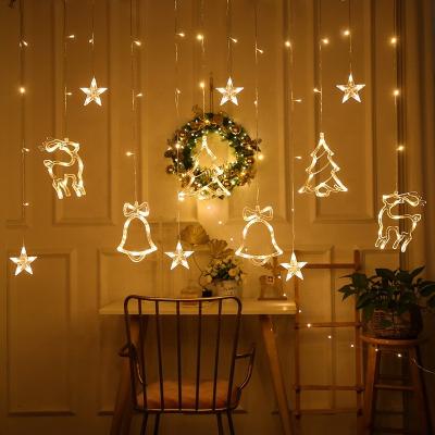 China Others Factory wholesale Santa Claus Reindeer Christmas Window Led Curtain String Light Decoration Indoor Outdoor for sale