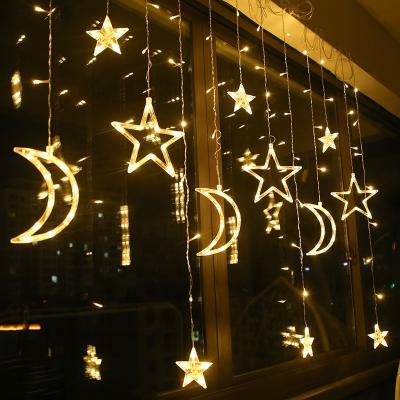 China Others Christmas Lights Fairy Ramadan Light luces de Navidad Window Star Moon Led Curtain String Light Santa Decoration for sale