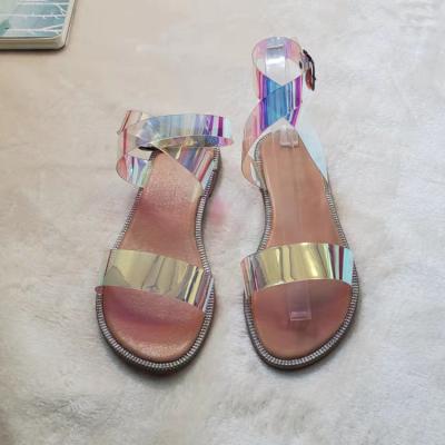 China 2020 Fashion Trend Fashion Trend Fancy PVC Sandals Girls Transparent Jelly Female Sexy Women's Flat Shoes for sale