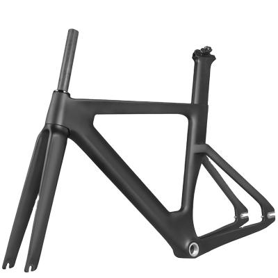 China Road bikes new full carbon track frame 700C carbon track bike bicycle frameset with fixed fork seatpost carbon speed BSA track bicycle frame for sale