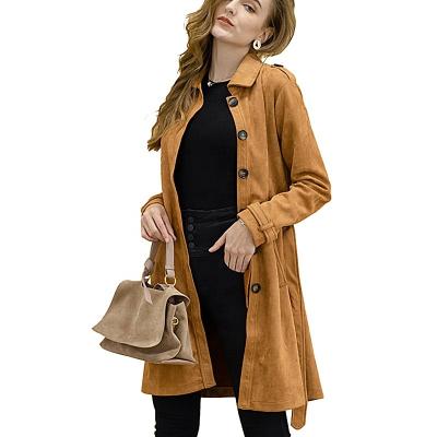 China New Popular High Quality Ladies Ditch Design Breathable Straight Casual Coat Women's Mid Length Anorak Outerwear for sale