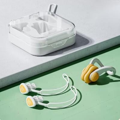 China Comfortable Comfort Reusable Earplugs Safety Water Drop Noise Canceling Swimmer Rope Swimming Earplugs for sale