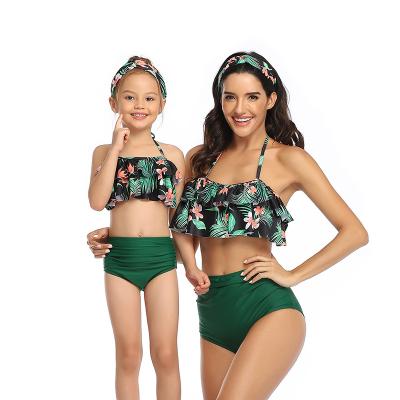 China Parent Child Antibacterial Swimwear For Mom And Daughter Swimwear High Waisted Swimwear Women Family Matching Bikini Sets Swimsuit for sale