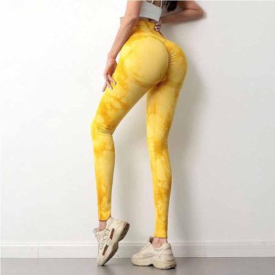 China Wholesale Women's Breathable Waisted Polyester Tie Dye Leggings 50 Yoga Fitness Wear Print Pattern High Qality High Waist High Qality for sale