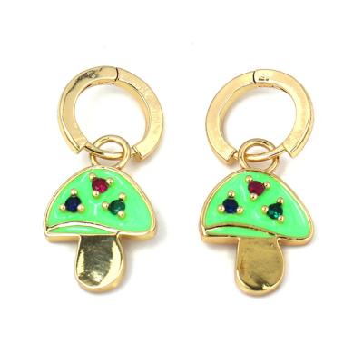 China 2021 trendy BOHEMIA rainbow color enamel mushroom circle earrings shape design earrings for wholesale for sale