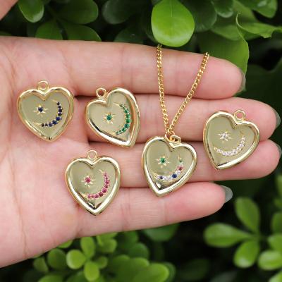 China Romantic Romantic Adjustable Gold Plated Pendant With Heart Shape Moon Star Profile For Jewelry for sale