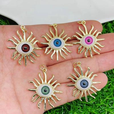 China HOT Trendy Multicolor Eye Pattern Enamel Jewelry Findings Set With Zircon Pendant for sale