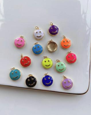 China Cute Cute Colorful Enamel Copper Jewelry Findings With Smiling Pattern Pendant For Necklace Making for sale