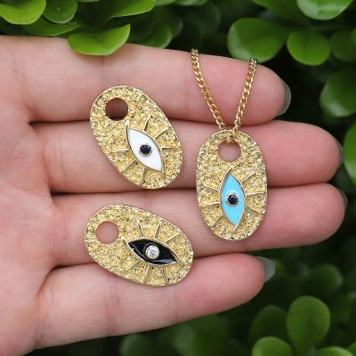 China Colorful Hiphop Gold Plated Oval Enamel Shape Eye Pattern Jewelry Findings For Jewelry Making for sale