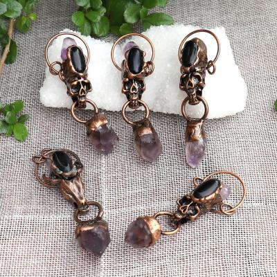 China Retro Vintage Irregular Purple Stone Skeleton Pattern Brass Jewelry Findings For Jewelry for sale