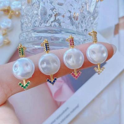 China New FASHIONABLE Classic Style Brass Gold Plated Pearl Zircon Pendant For Jewelry Making for sale