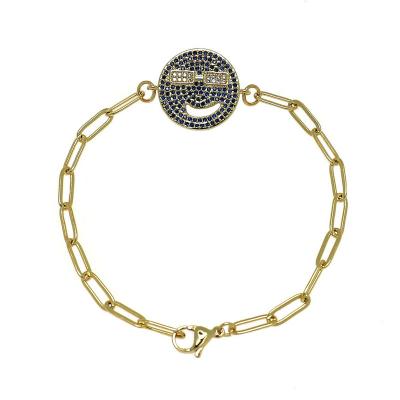 China FASHIONABLE Happy Face Gold Chain Link Bracelets Women for sale